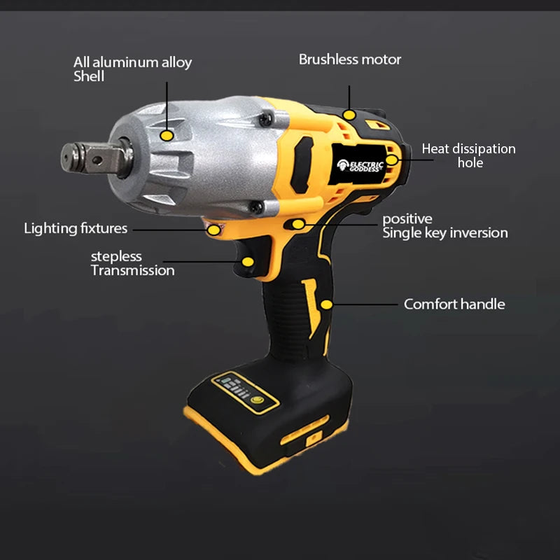 EG 700N.M Torque Wrench Brushless Rechargeable Wrench Heavy Duty Key impact Battery Repair Power Tool For Dewalt 20V Battery