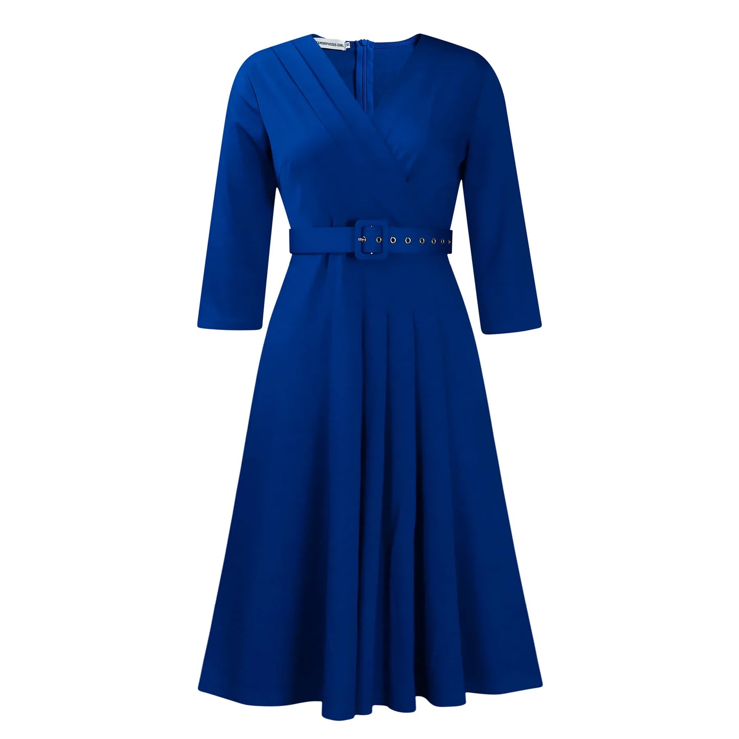 2024 Women's new V-neck fashion temperament pleated elastic temperament elegant dress