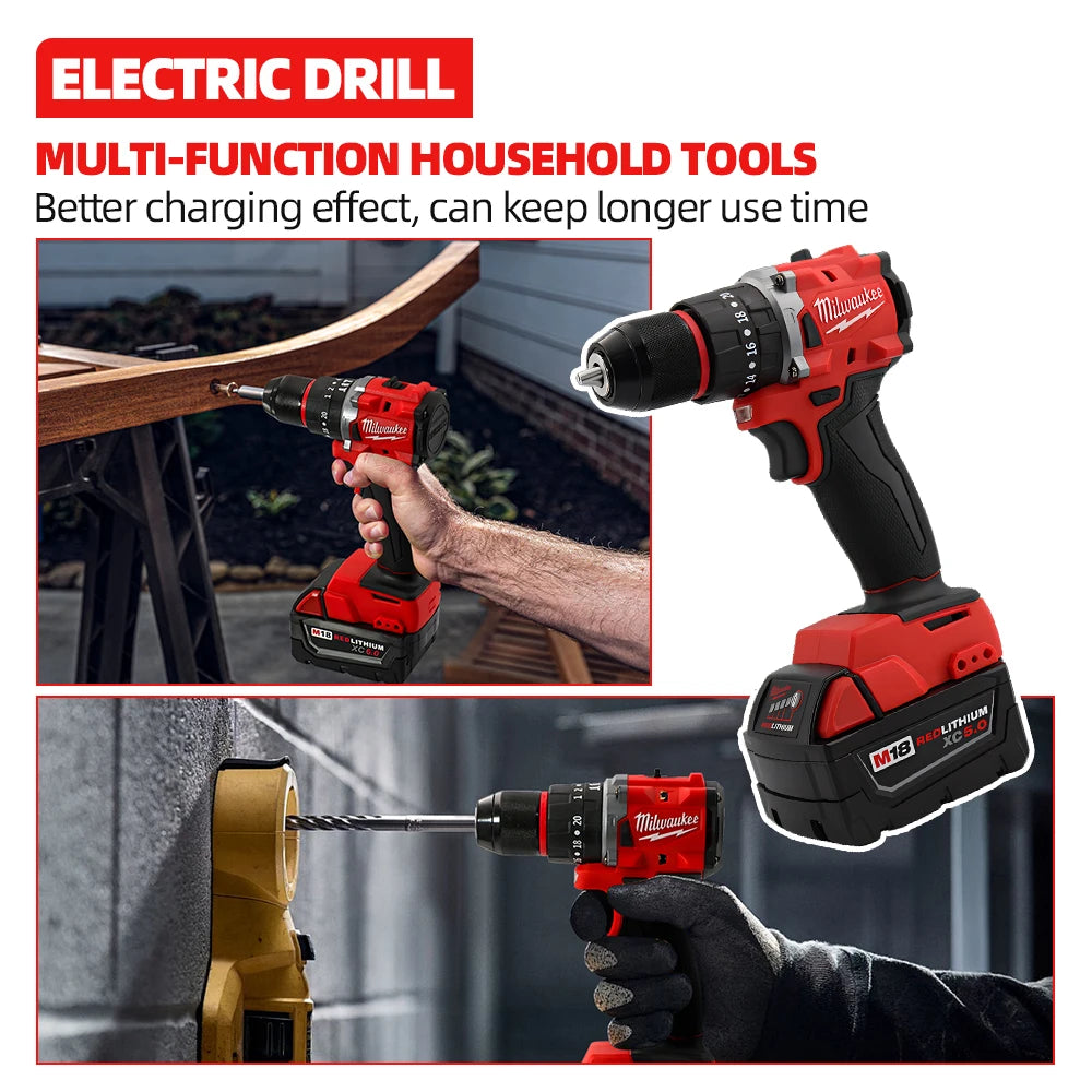 Milwaukee M18 Electric Drill 150 N.m Brushless Cordless Impact Drill Of Decoration Team Uses 18v Milwaukee Battery Power Tools