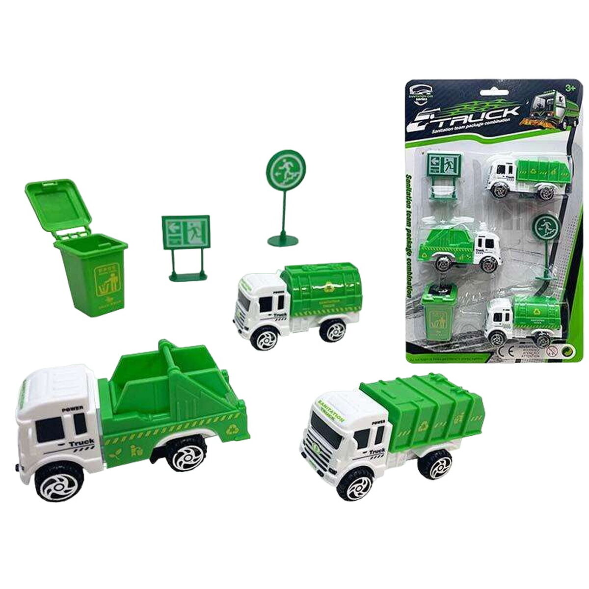 Bigbuy Fun Vehicle Playset Garbage Truck 6 Pieces