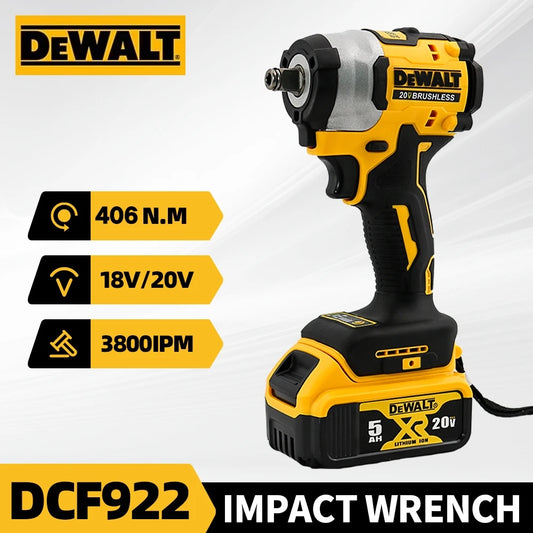 DEWALT DCF922 Cordless Impact Wrench 406NM Key Impact Brushless Electric Tool 20V Variable Speed Rechargeable Wrench