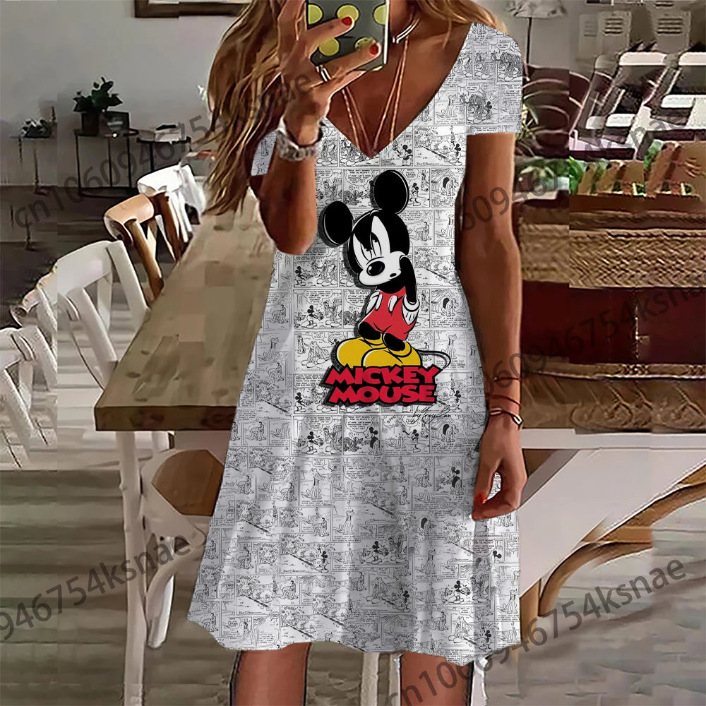 Disney   V Neck Streetwear Women Dress Plus Size Dresses for Women 4xl 5xl 6xl Women's Summer Dress Woman 2022 Skirt Playa Party