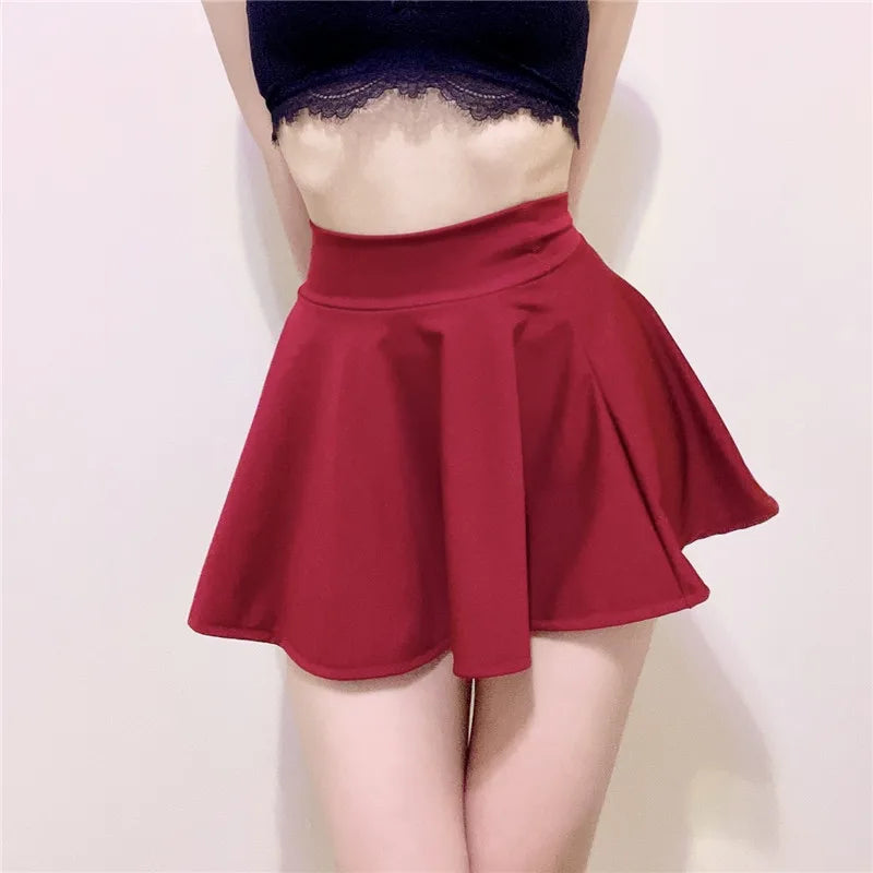 Lady Mini Skirts Outdoor Sexy Sweet Harajuku Girls Dance Short Skirt Street Wear High Waist Big Hem Flared Pleated Women Skirts