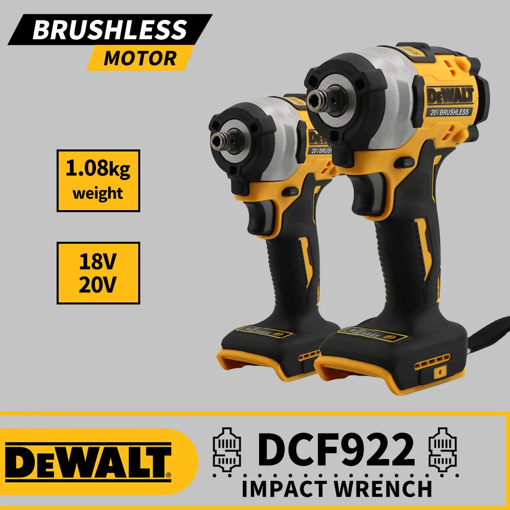 DEWALT DCF922 Cordless Impact Wrench 406NM Key Impact Brushless Electric Tool 20V Variable Speed Rechargeable Wrench