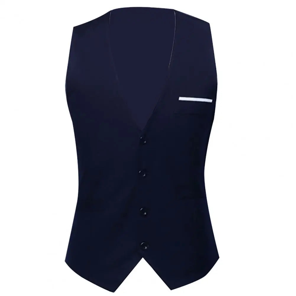 Gentleman Waistcoat Close-fitting High-quality Men's Business Vest Solid Color Wedding Waistcoat Waiter Barkeeper Waistcoat