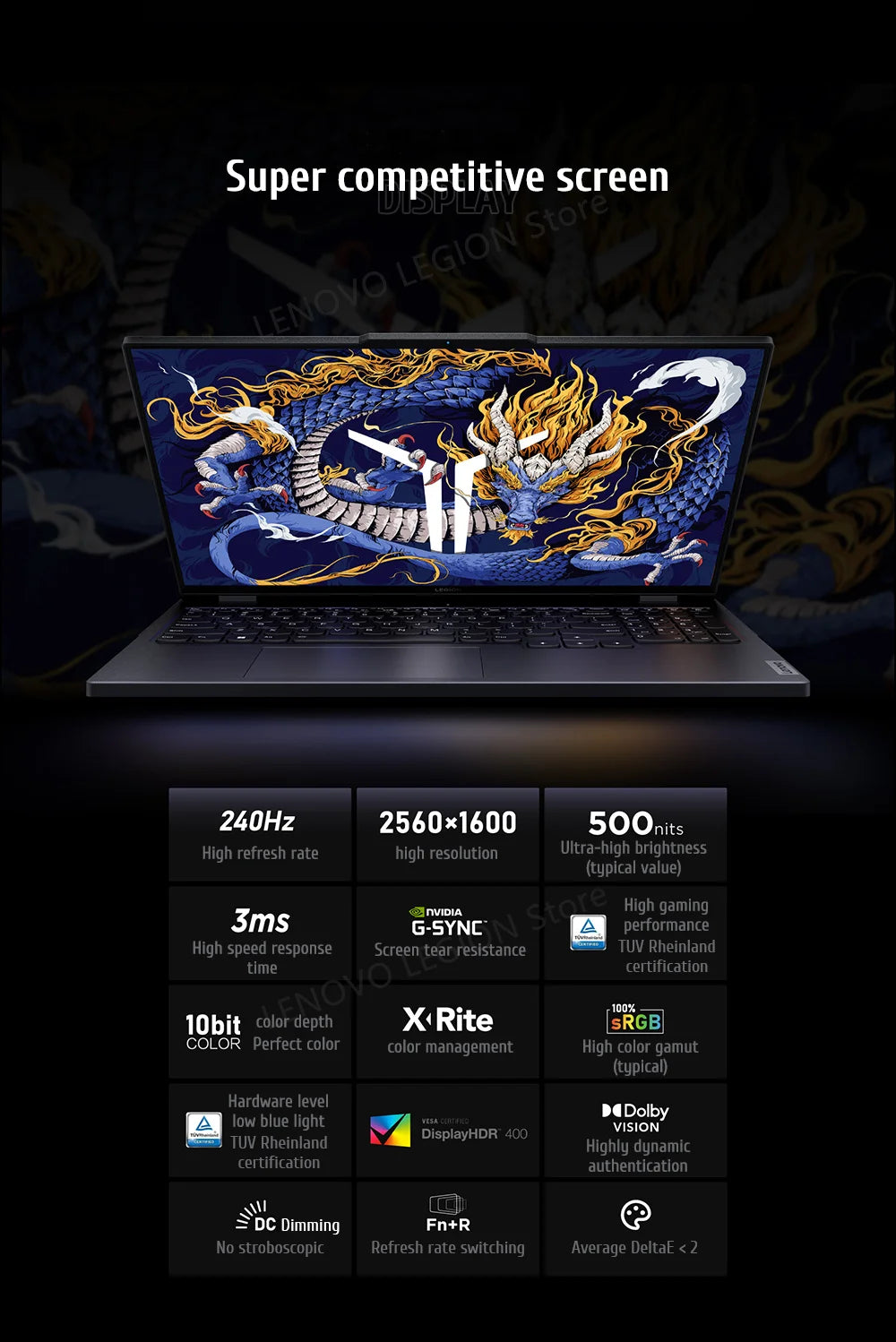 Lenovo Legion Y9000P Gaming E-Sports Laptop 2024  RTX 4060 Intel i9-14900HX 16" 16/32/64G RAM 1/2T SSD 2.5K 240Hz Notebook PC