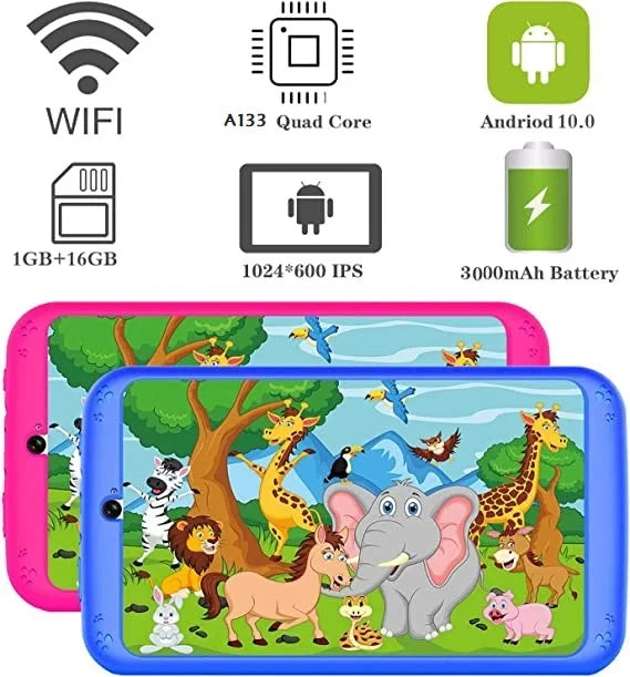 2025 Sales Android 10.0 KID Gift Tablet PC  7 INCH E98 With Silicon Bracket Case 1GBRAM +16G ROM  Dual Camera WIFI Quad Core