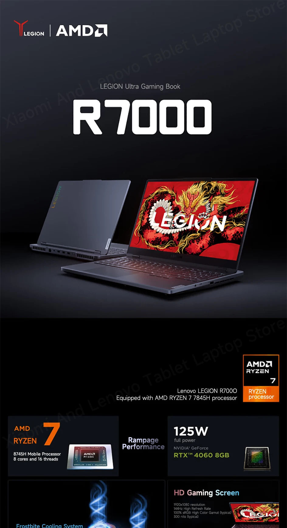 Lenovo Gaming Loptop LEGION R7000 15.6“144Hz AMD Ryzen7 7840H 16/32G DDR5 512G/1TB/2TB Pcie 4.0 SSD RTX4060 Gaming Notebook PC