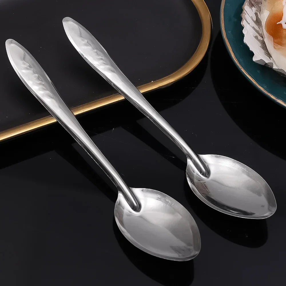 17cm Stainless Steel Spoons for Ice Cream Dessert Watermelon Teaspoons Kitchen Long Handle Soup Spoon Scoops Tableware Utensils