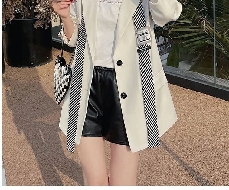 Leisure Blazer Jacket Women's Outwear Spring Summer 2024 New Fashion Sweet Loose Long Sleeves Blazer Female Short Tops