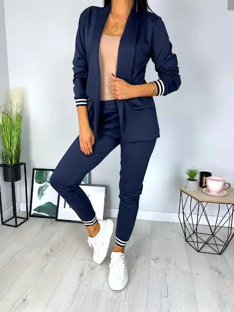 High-quality new women's fall and winter in Europe and the United States new simple fashion solid color long-sleeved suit suit