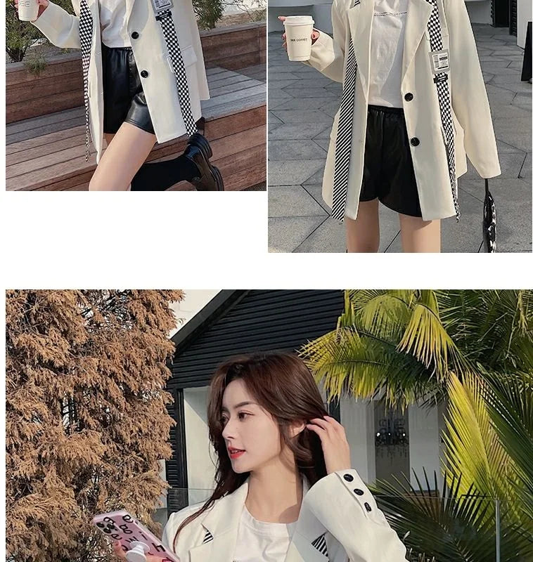 Leisure Blazer Jacket Women's Outwear Spring Summer 2024 New Fashion Sweet Loose Long Sleeves Blazer Female Short Tops