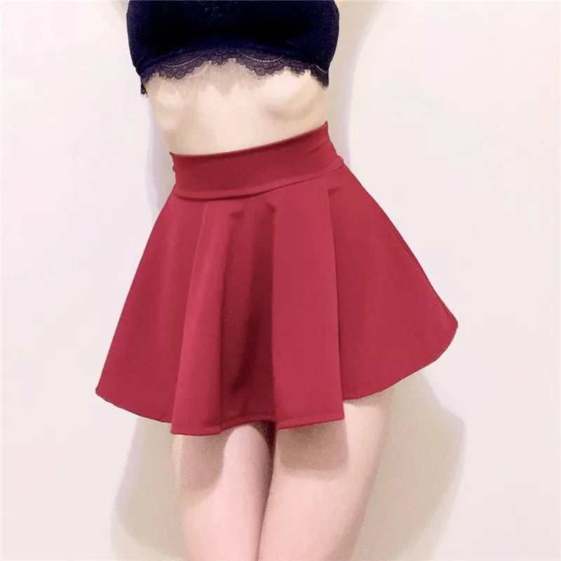 Lady Mini Skirts Outdoor Sexy Sweet Harajuku Girls Dance Short Skirt Street Wear High Waist Big Hem Flared Pleated Women Skirts