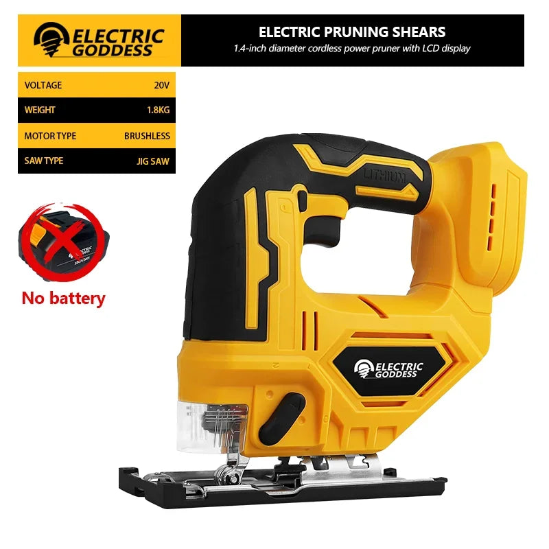 2700RPM Electric Curve Saw Wireless Jigsaw 3-speed Multi-function Adjustable Woodworking Tool For Dewalt 20V Battery