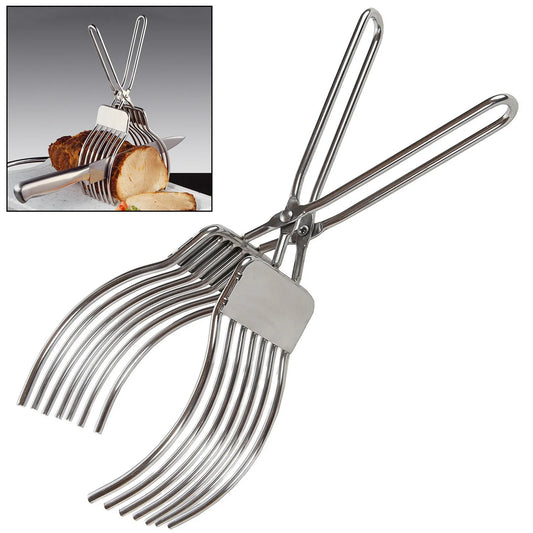 Stainless Steel Roast Beef Cutting Tongs Meat Bread Slicing Tong Food Holder For Slicing Vegetable Fruits Cutting Kitchen Tools