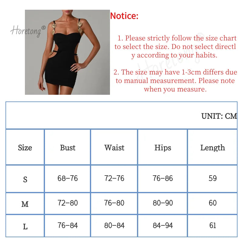 Horetong Sexy Bodycon Dress Women Hollow Out Sequined Strap Maxi Dresses High Waist Elegant Split Evening Club Party Dress New