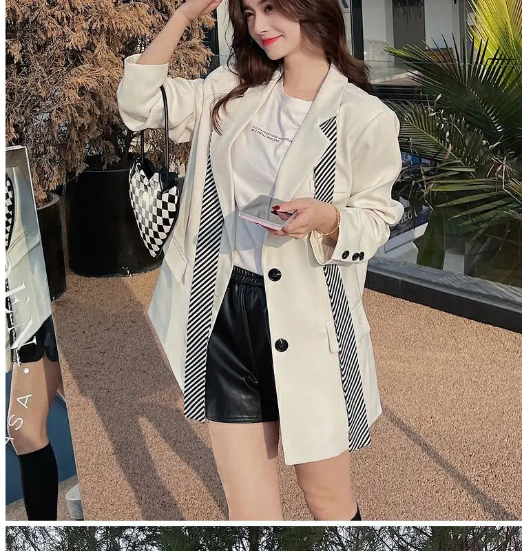 Leisure Blazer Jacket Women's Outwear Spring Summer 2024 New Fashion Sweet Loose Long Sleeves Blazer Female Short Tops