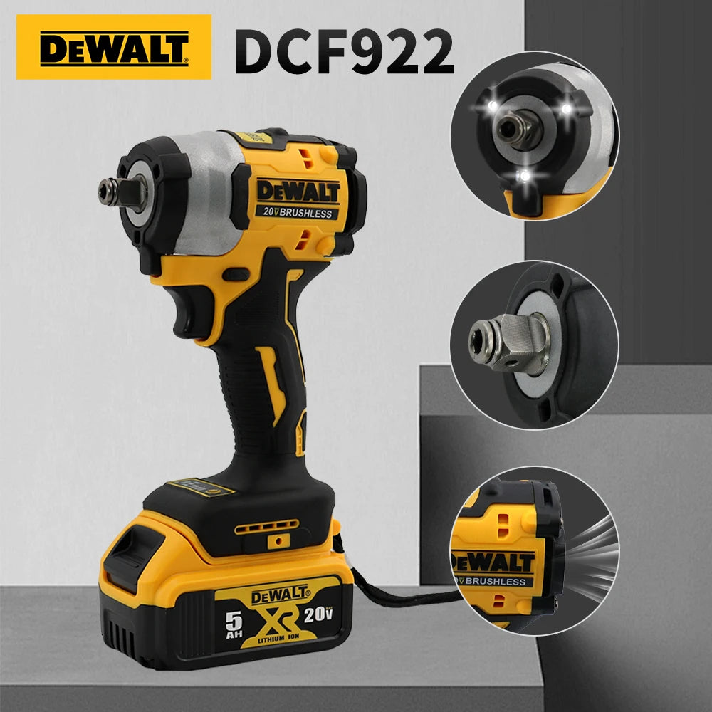 DEWALT DCF922 Cordless Impact Wrench 406NM Key Impact Brushless Electric Tool 20V Variable Speed Rechargeable Wrench