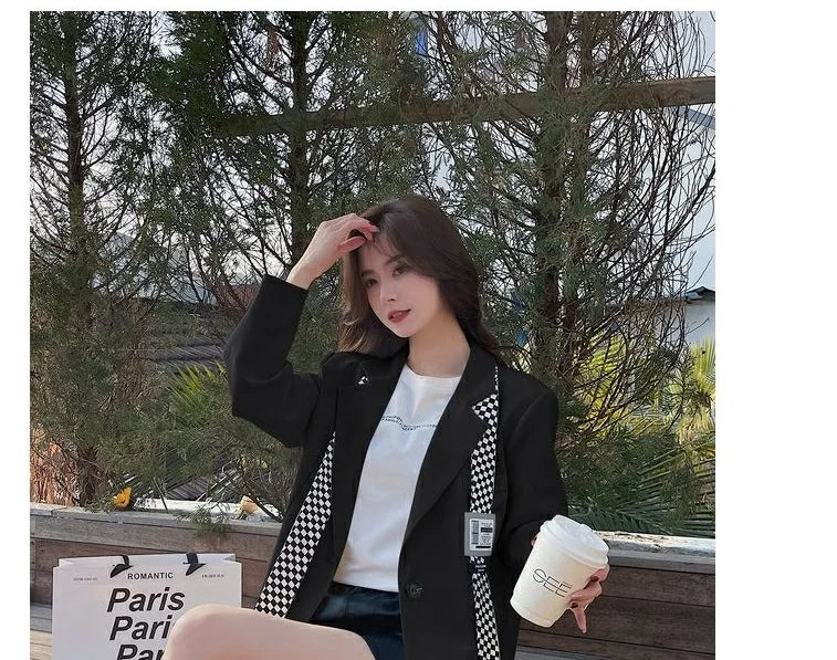 Leisure Blazer Jacket Women's Outwear Spring Summer 2024 New Fashion Sweet Loose Long Sleeves Blazer Female Short Tops