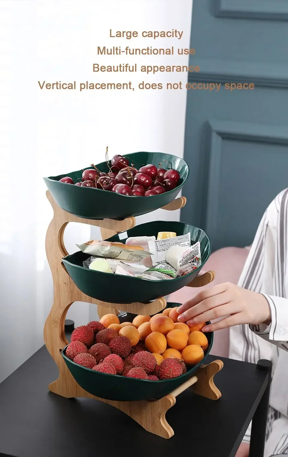 1/2/3 Tier Plate Holder Set Table Fruit Bowl Plates Table Plates Dinnerware Kitchen Candy Cake Trays Wooden Tableware Dishes