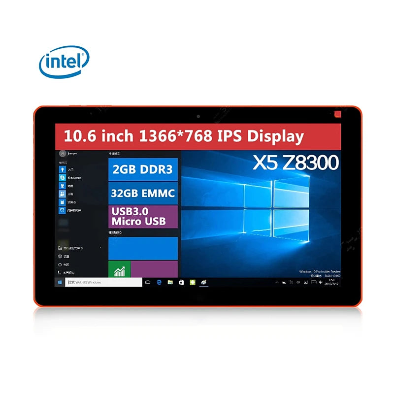 10.8" 2GB RAM 32GB ROM Windows 10 Tablet 64Bit Z8300 1366 x 768IPS HDMI-Compatible Battery 6600mAh 1*USB 3.0 1*Micro USB 6600mAh