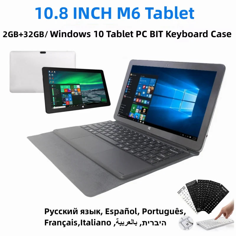 10.8" 2GB RAM 32GB ROM Windows 10 Tablet 64Bit Z8300 1366 x 768IPS HDMI-Compatible Battery 6600mAh 1*USB 3.0 1*Micro USB 6600mAh