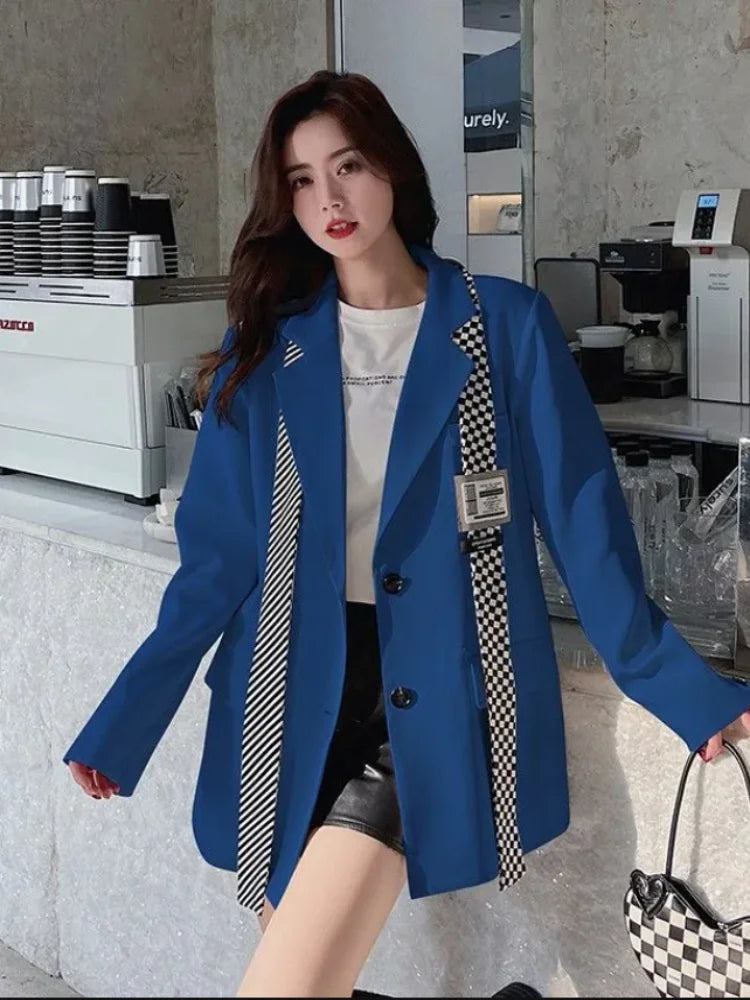 Leisure Blazer Jacket Women's Outwear Spring Summer 2024 New Fashion Sweet Loose Long Sleeves Blazer Female Short Tops