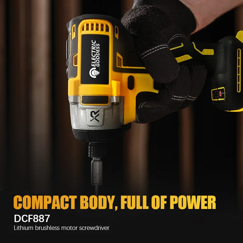 Electric Goddess Brushless Motor Driver Electric Screwdriver 180N.M Cordless Impact Drill For Dewalt 20V Battery Power Tool ﻿