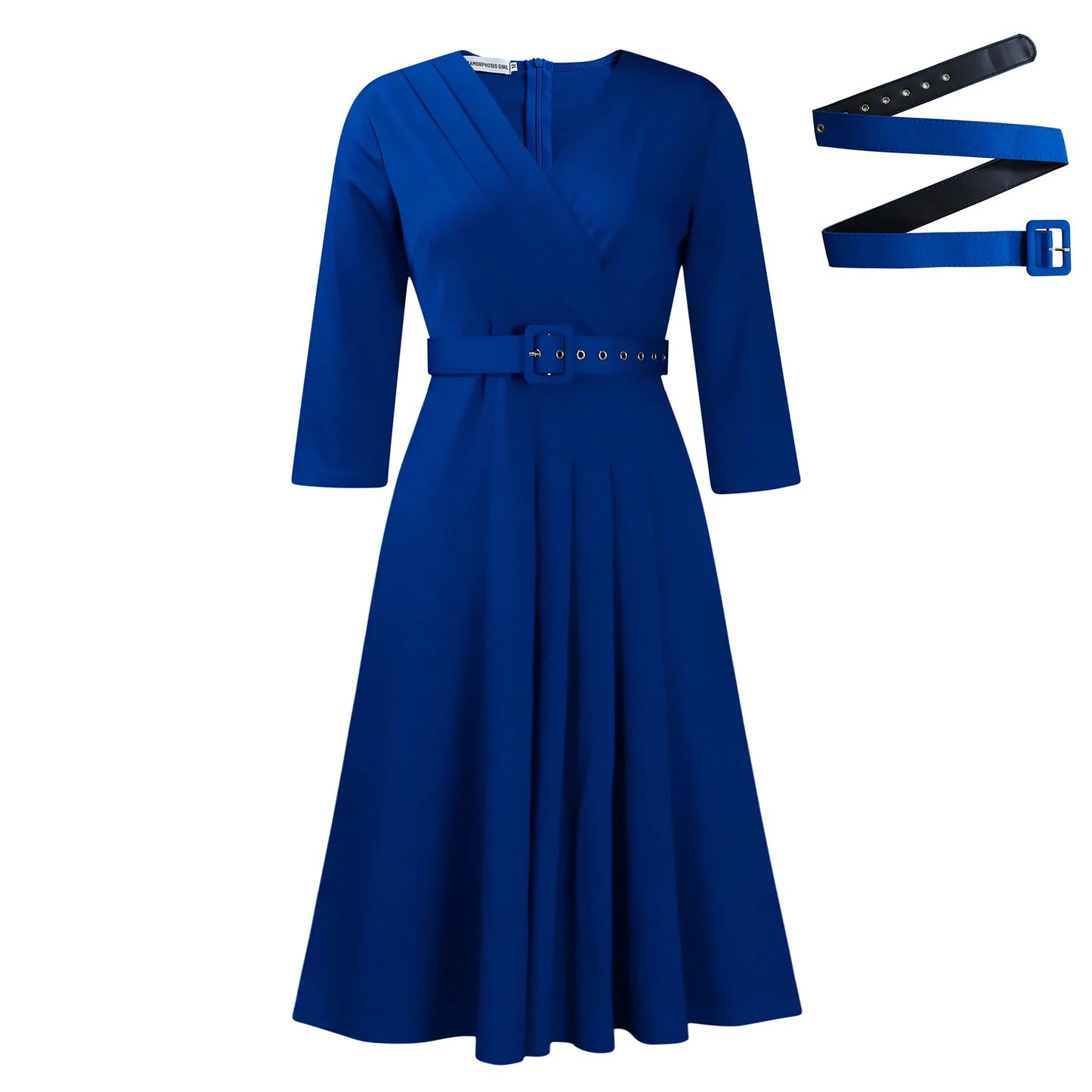 2024 Women's new V-neck fashion temperament pleated elastic temperament elegant dress