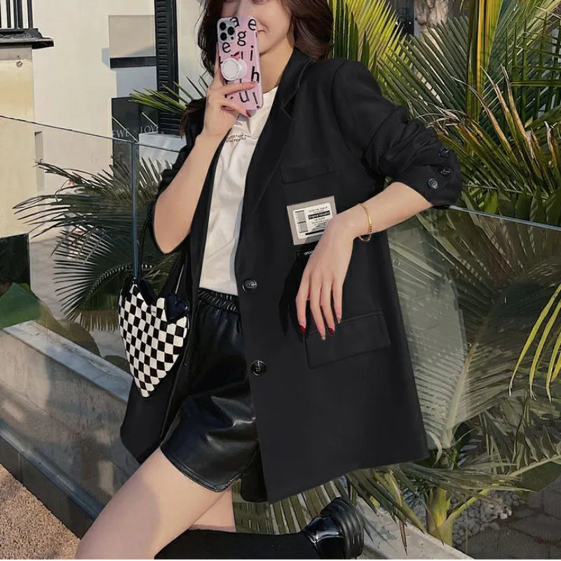 Leisure Blazer Jacket Women's Outwear Spring Summer 2024 New Fashion Sweet Loose Long Sleeves Blazer Female Short Tops