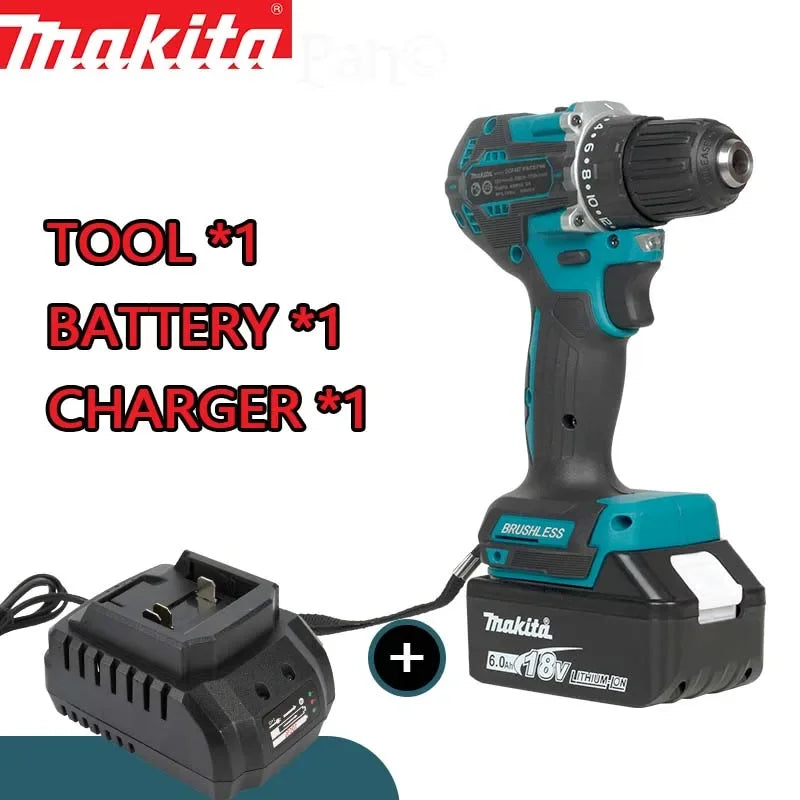 Makita DDF487 10mm brushless 18V lithium rechargeable impact drill, household hand drill, high torque electric screwdriver