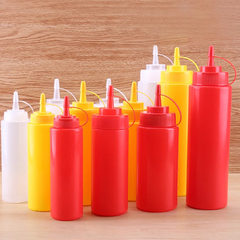 240/360/480/720ML Condiment Squeeze Bottles For Ketchup Mustard Mayo Hot Sauces Olive Oil Bottles Kitchen Gadget