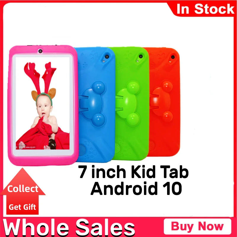 2025 Sales Android 10.0 KID Gift Tablet PC  7 INCH E98 With Silicon Bracket Case 1GBRAM +16G ROM  Dual Camera WIFI Quad Core