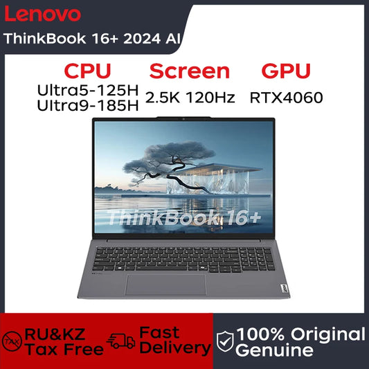 Lenovo Laptop Thinkbook 16+ 2024 AI 16" 2.5K 120Hz Intel Core Ultra5/Ultra9 32GB DDR5 1TB/2TB SSD Dolby Atoms 85Wh Notebook PC