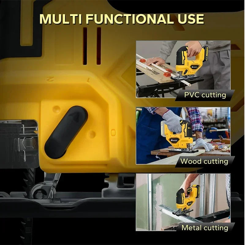 2700RPM Electric Curve Saw Wireless Jigsaw 3-speed Multi-function Adjustable Woodworking Tool For Dewalt 20V Battery