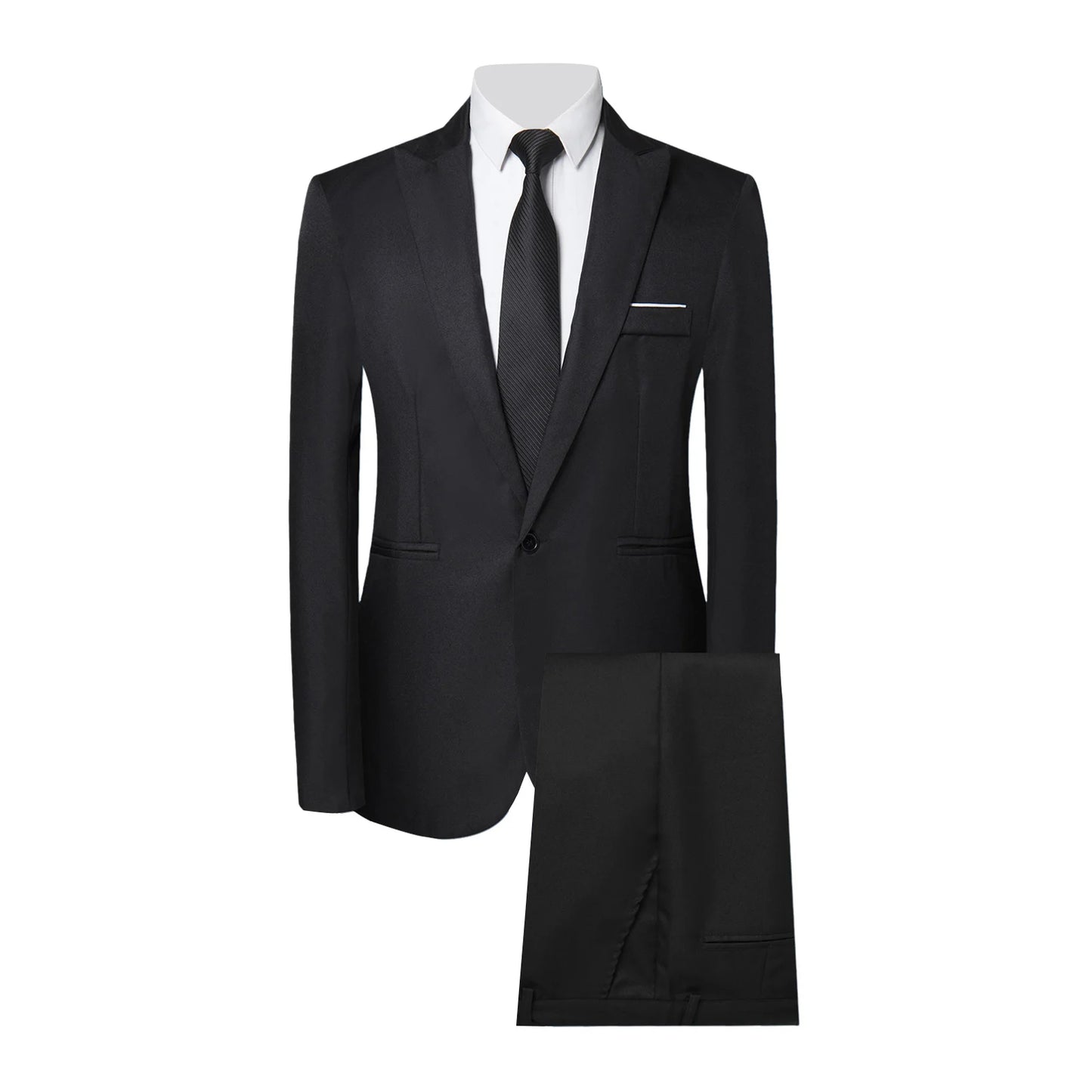 Tailored Fit Men Business Suit Formal Slim Fit Blazer Coat Business Pants Set Business Outfit 3D Silhouette Wedding Groom Suit