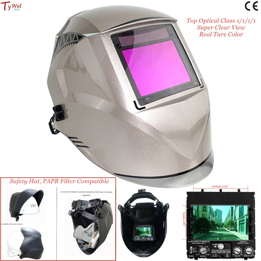 Professional Welding Mask View Size 100x73mm Top Optical 1111 4 Sensors 4(3)-13 Sun9Max Sun9L Big Auto Darkening Welder Helmet