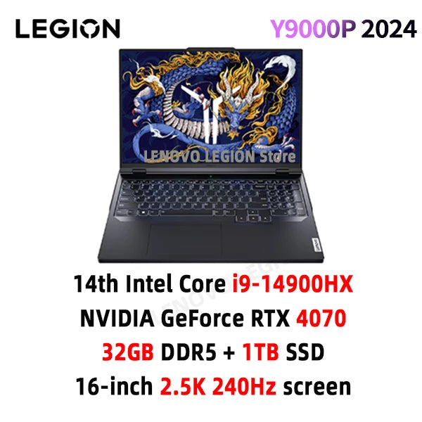 Lenovo Legion Y9000P Gaming E-Sports Laptop 2024  RTX 4060 Intel i9-14900HX 16" 16/32/64G RAM 1/2T SSD 2.5K 240Hz Notebook PC