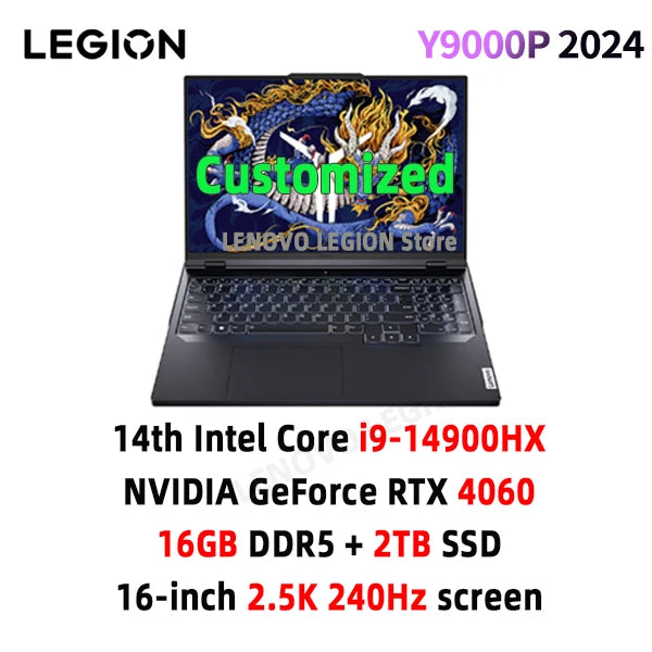 Lenovo Legion Y9000P Gaming E-Sports Laptop 2024  RTX 4060 Intel i9-14900HX 16" 16/32/64G RAM 1/2T SSD 2.5K 240Hz Notebook PC