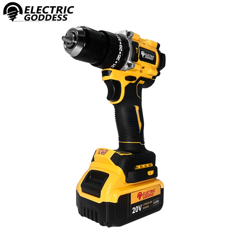 2/1-Inch 2000RPM Cordless Lithium Yellow Percussion Drill Brushless Motor Two-Speed Adjustment Fit 20V DEWALT Batteries