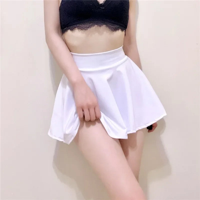 Lady Mini Skirts Outdoor Sexy Sweet Harajuku Girls Dance Short Skirt Street Wear High Waist Big Hem Flared Pleated Women Skirts