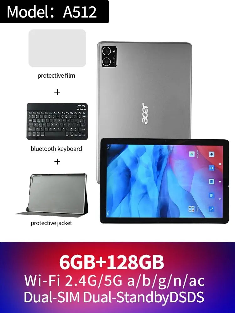 Acer Global Version Original Pad 10.4inch Dual SIM WIFI HD 2K IPS Screen 6+128GB 6000mAH Tablet PC with Keyboards