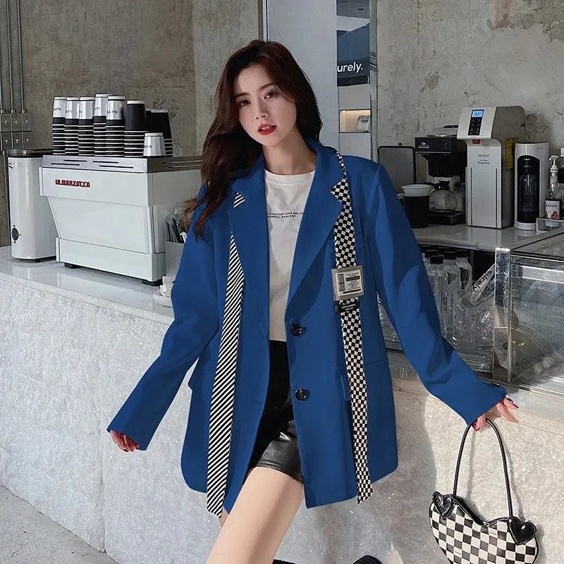 Leisure Blazer Jacket Women's Outwear Spring Summer 2024 New Fashion Sweet Loose Long Sleeves Blazer Female Short Tops