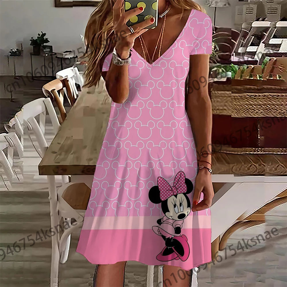 Disney   V Neck Streetwear Women Dress Plus Size Dresses for Women 4xl 5xl 6xl Women's Summer Dress Woman 2022 Skirt Playa Party