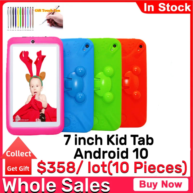 2025 Sales Android 10.0 KID Gift Tablet PC  7 INCH E98 With Silicon Bracket Case 1GBRAM +16G ROM  Dual Camera WIFI Quad Core