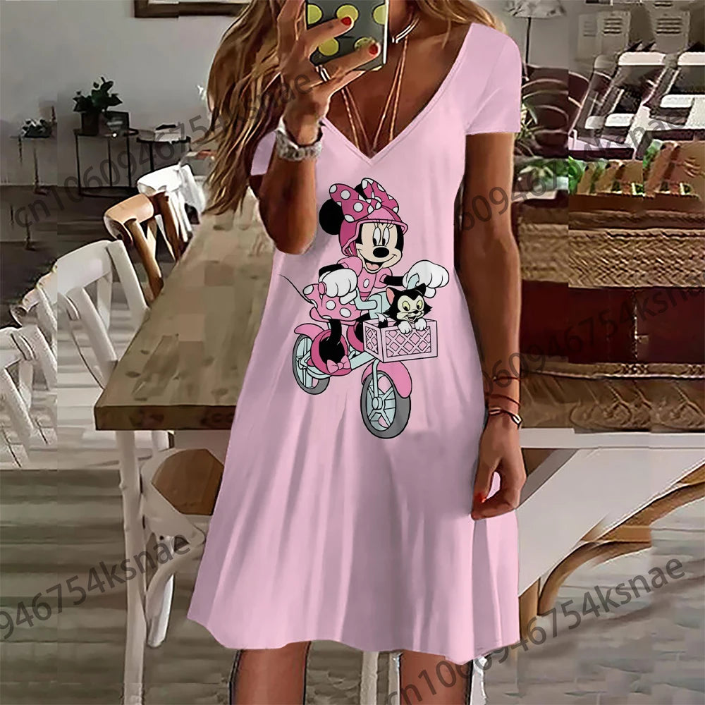 Disney   V Neck Streetwear Women Dress Plus Size Dresses for Women 4xl 5xl 6xl Women's Summer Dress Woman 2022 Skirt Playa Party