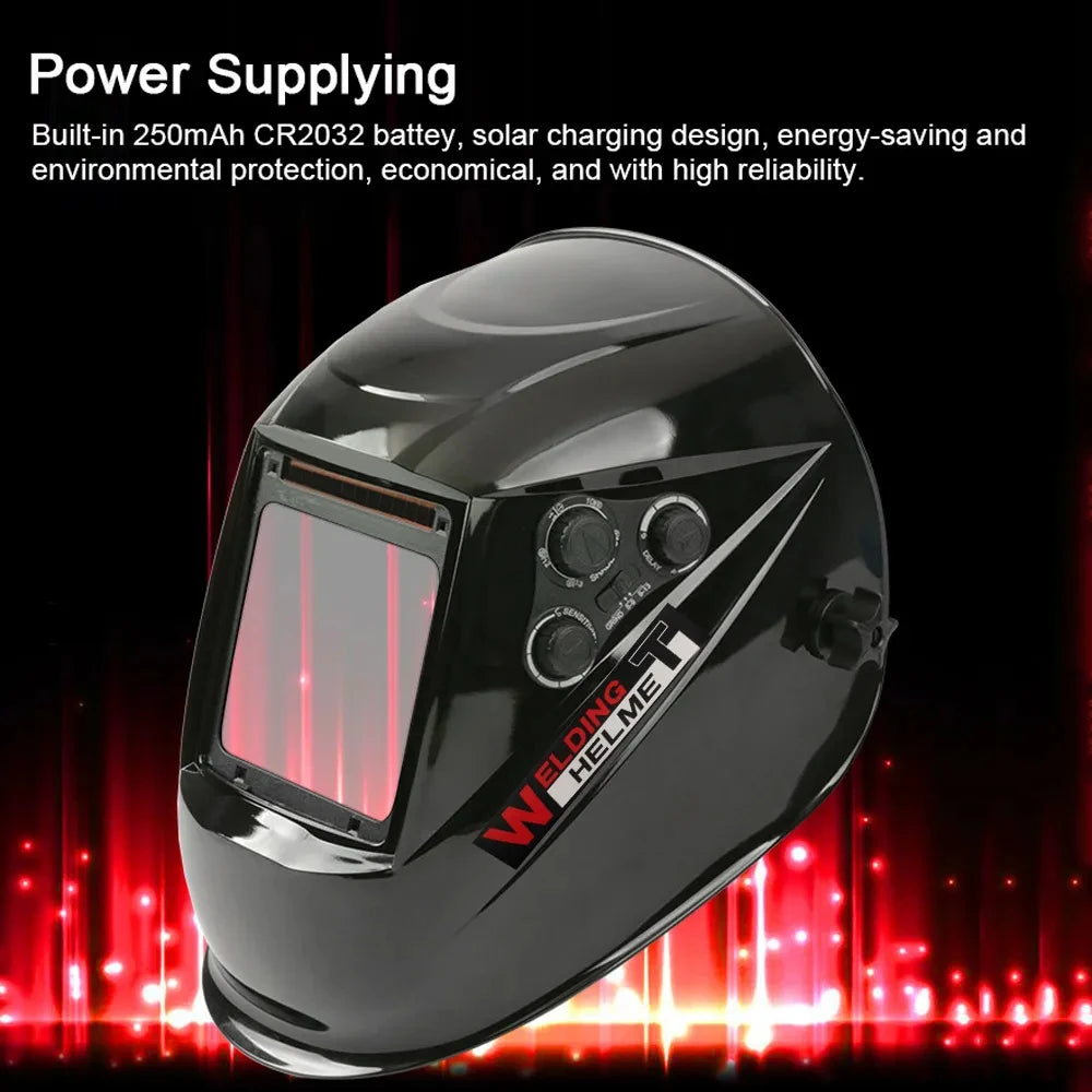 Welding Helmet Solar Charging Automatic Dimming Welding Mask Large View True Color Auto Darkening Facemask for Grinding Cutting