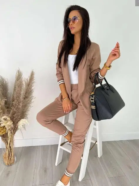 High-quality new women's fall and winter in Europe and the United States new simple fashion solid color long-sleeved suit suit