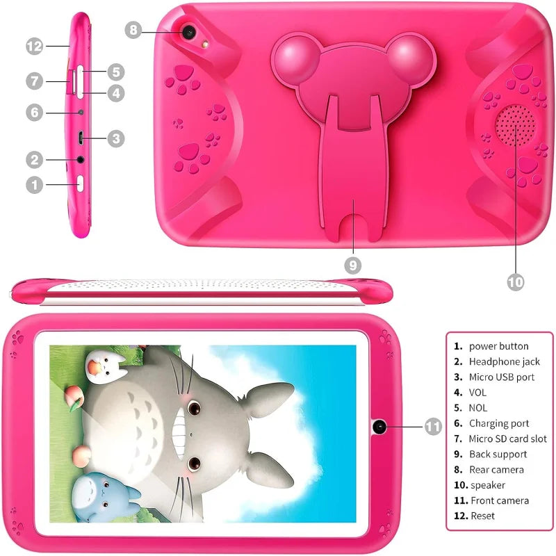 2025 Sales Android 10.0 KID Gift Tablet PC  7 INCH E98 With Silicon Bracket Case 1GBRAM +16G ROM  Dual Camera WIFI Quad Core